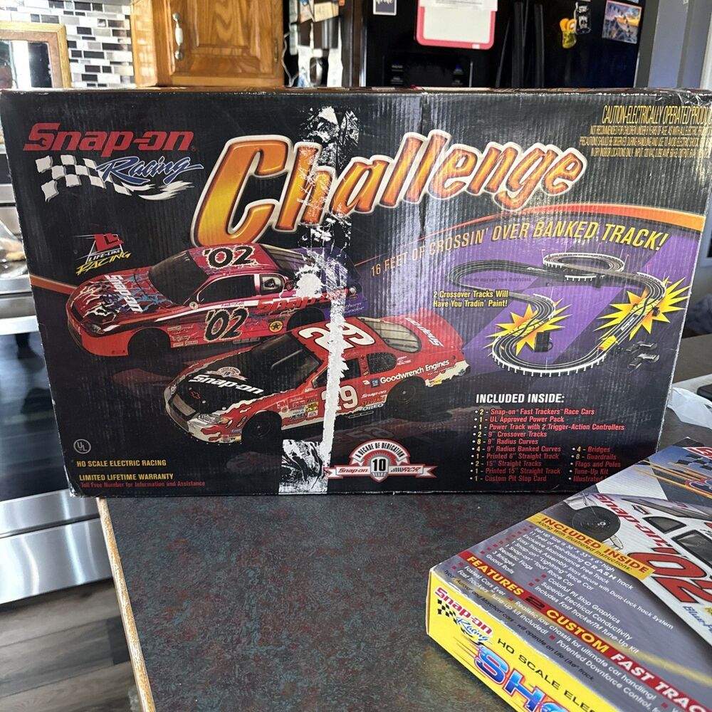 2 Snap On Racing Challenge & Shoot Out Road Race Set slot car HO Scale No Cars